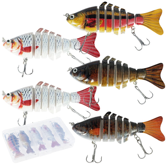 5Pcs 7 Segment Fishing Lure Lifelike Multi Jointed Fishing Lure Set Hard Lure Baits Pike Wobbler Crankbait Artificial Swimbait