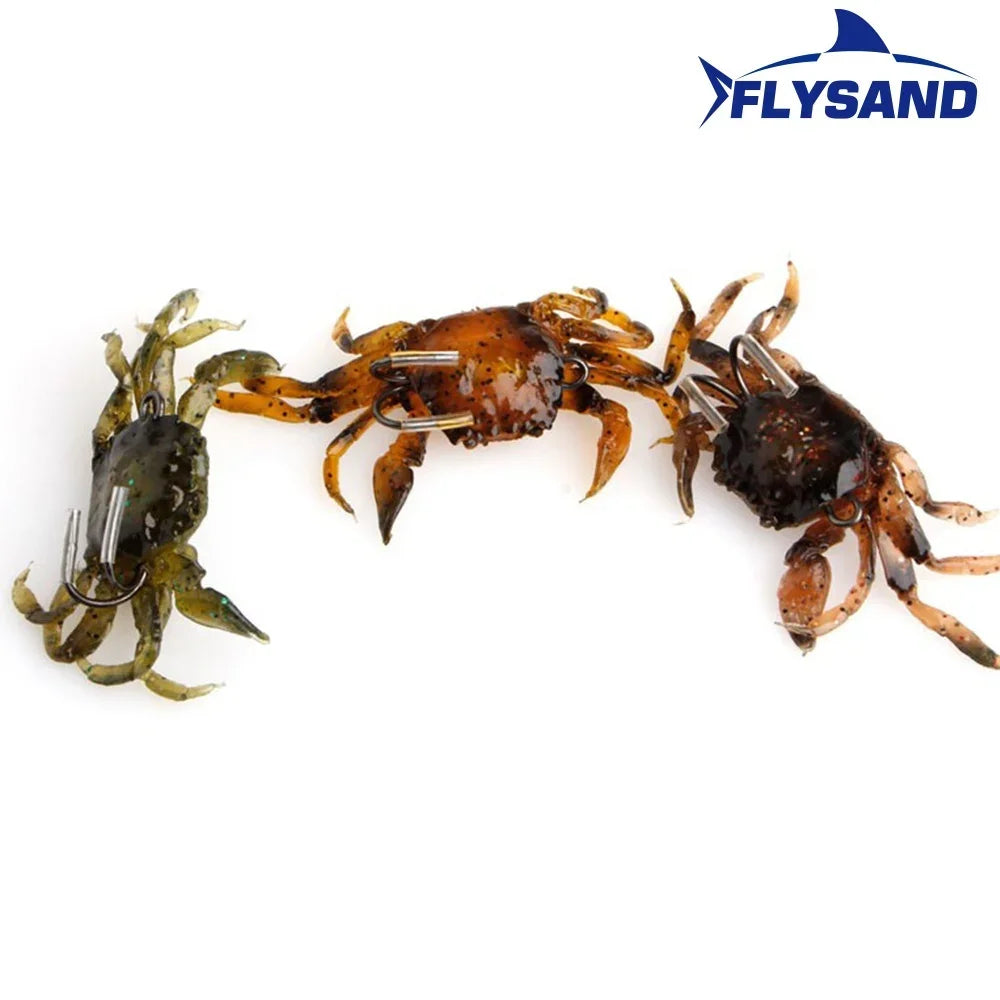 FLYSAND Simulated Crab Baits Artificial Fishing Lures Tackle Baits Double Sharp Hook Lures Soft Silicone Crankbaits Bait