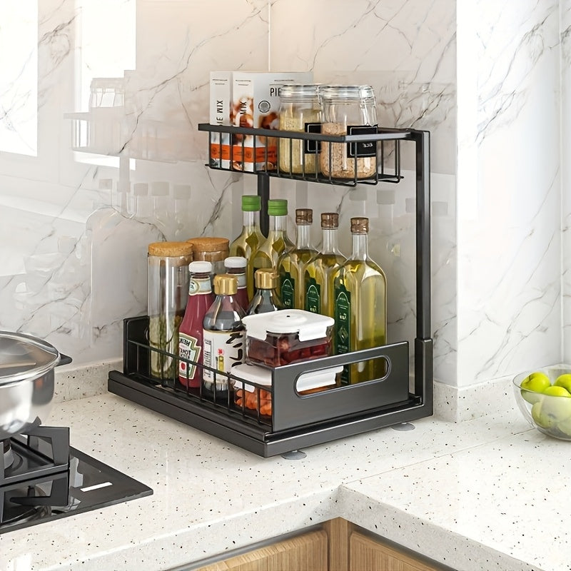 Under Sink Organizer, Pull Out Cabinet Organizer 2 Tier Slide Out Sink Shelf Cabinet Storage Shelves, Under Sink Storage for Kitchen Bathroom Cabinet
