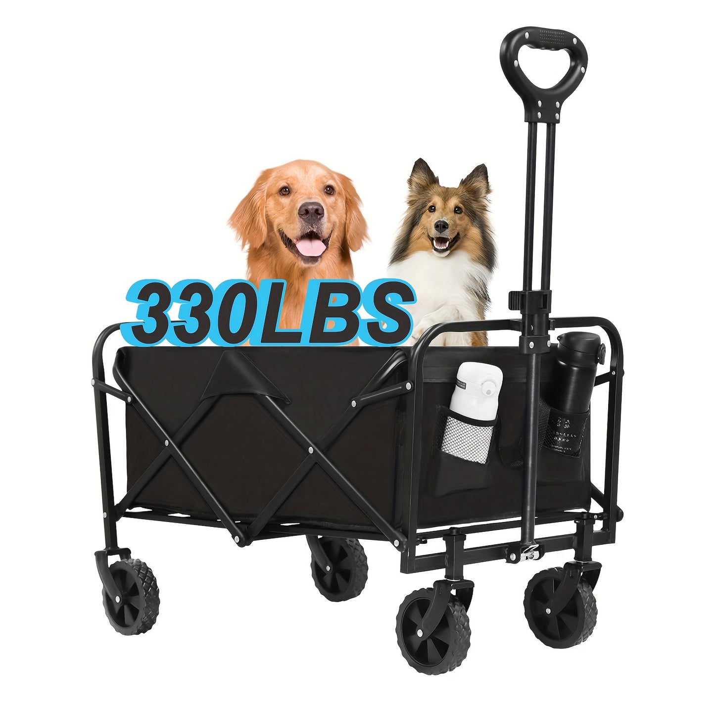 Collapsible Foldable Wagon Cart, Heavy Duty Utility Garden Cart With All-Terrain Wheels For Beach, Lawn, Sports, Camping
