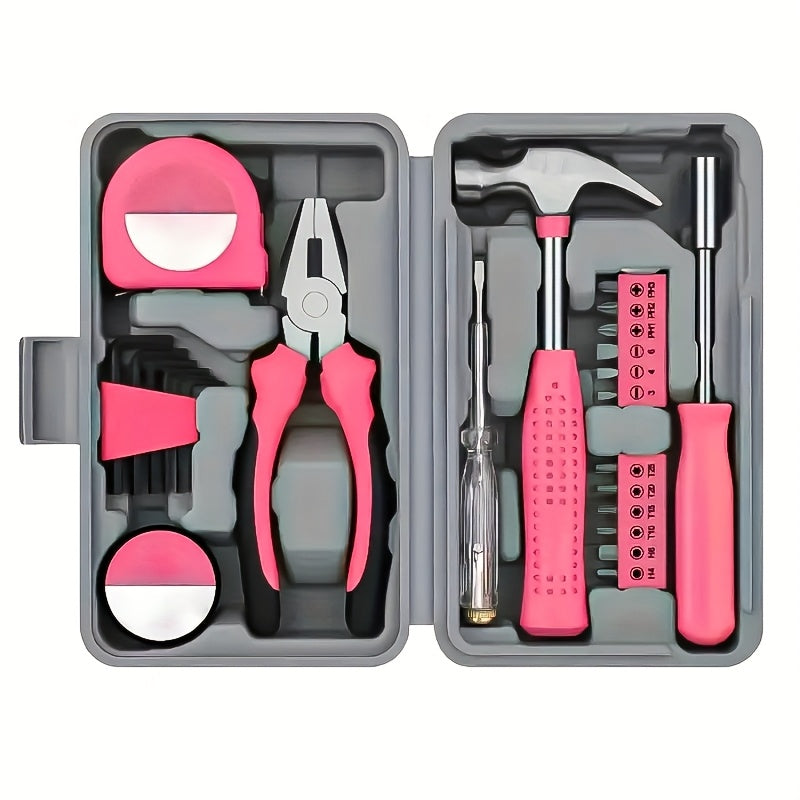 39/24/53 Pink Lady Essential Kit - Home DIY Kit With Storage Box For Women, Homes, Garages, Offices, College Dorms - Perfect For Beginners And DIY Enthusiasts, Ladies Only Repair Kit.