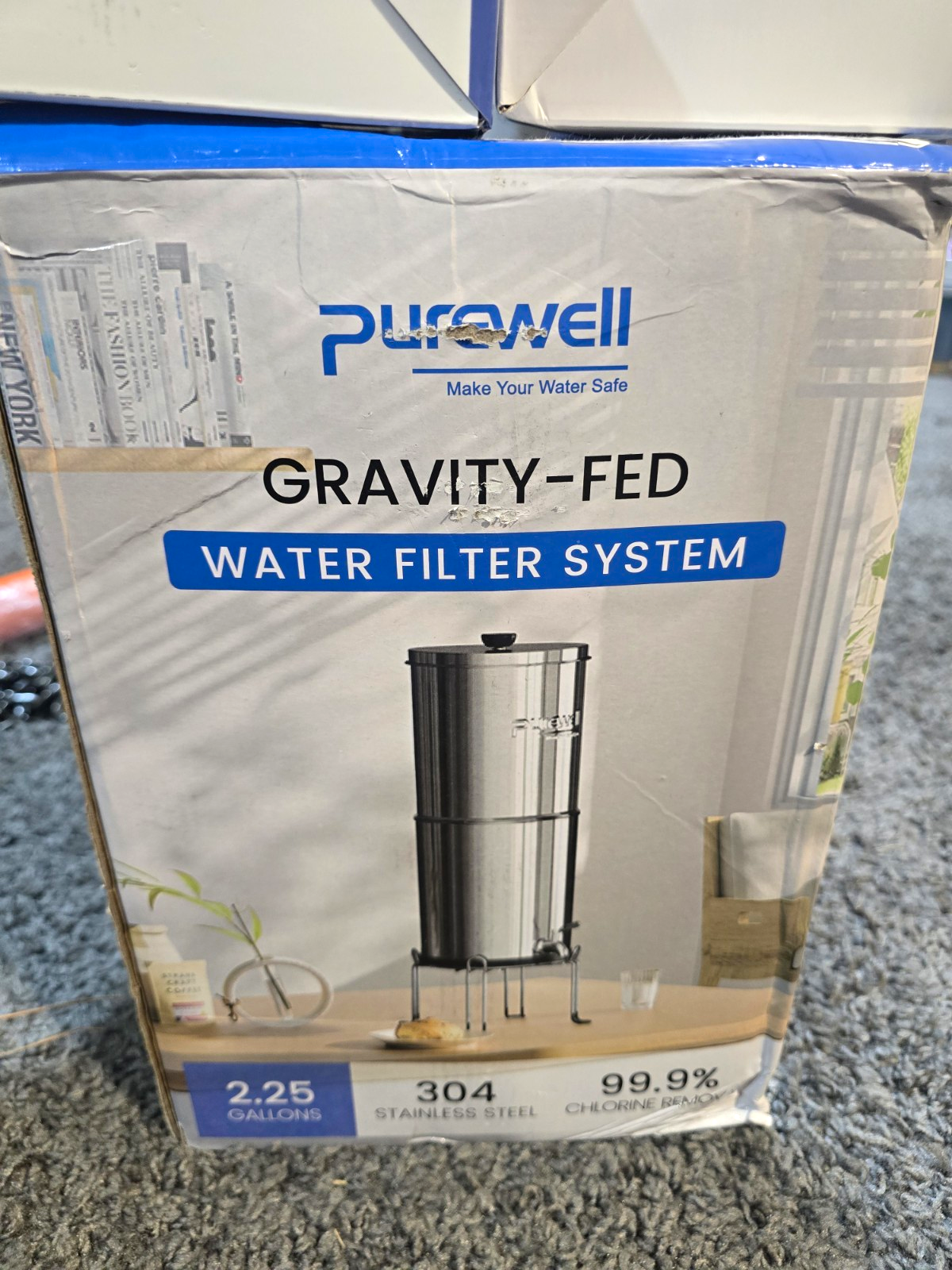 Purewell Gravity-Fed Countertop Water Filter 2.25 Gal 304 Stainless Steel